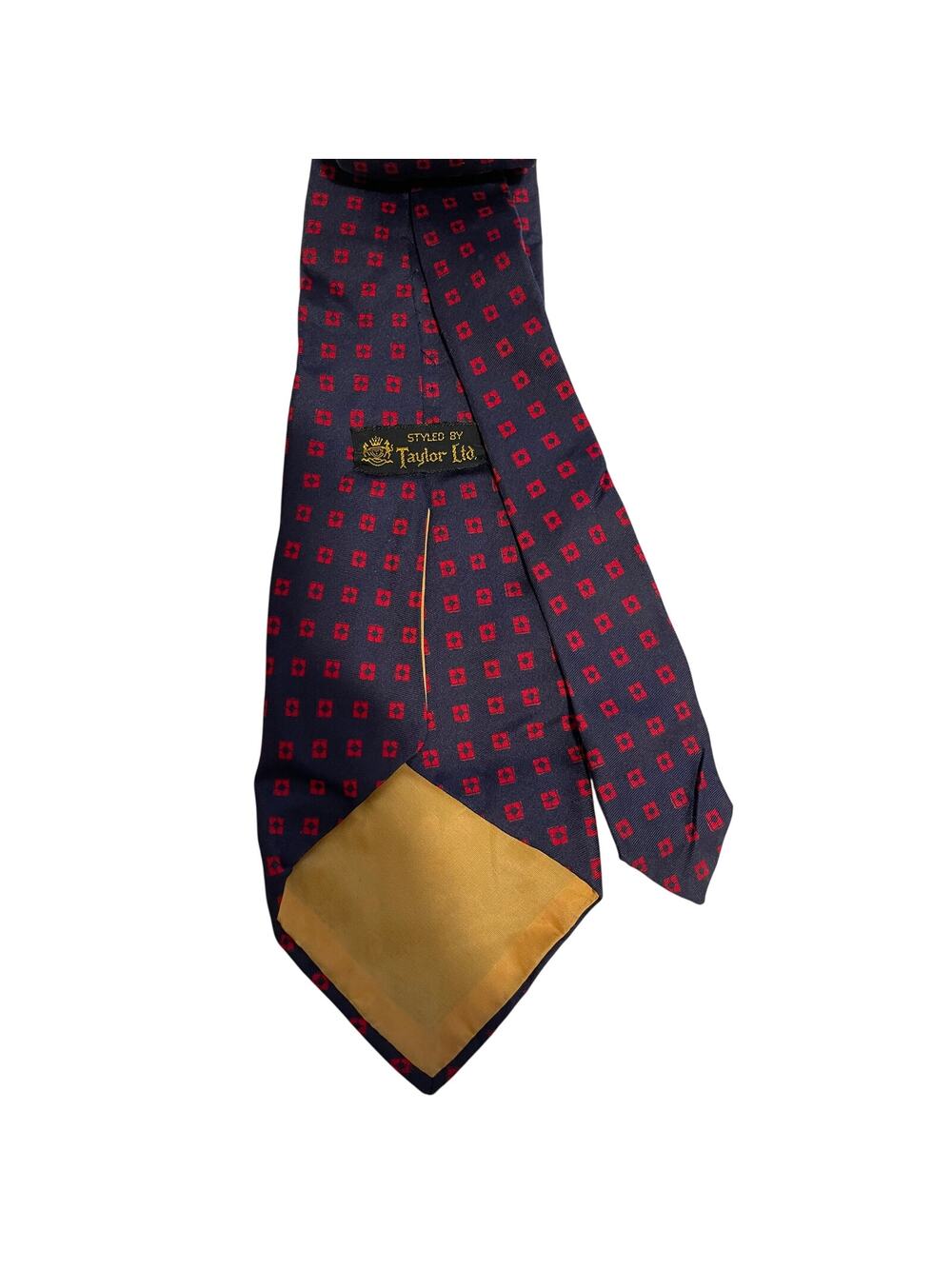 Vintage Taylor Ltd Navy Blue & Red Print All Silk Neck Tie